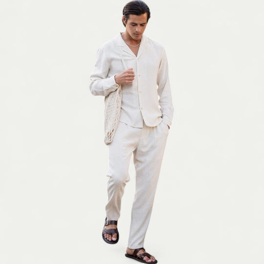 Linen Cotton Blend Long Sleeve Shirt Casual Resort Fit