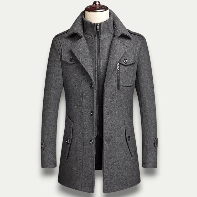 Randimo | Men's Double-Collar Wool  Winter Business TrenchCoat