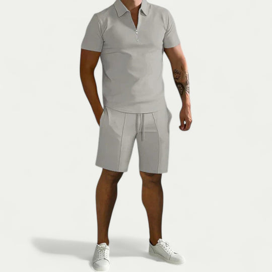 Mens Polo and Shorts Two Piece Summer Outfit Set