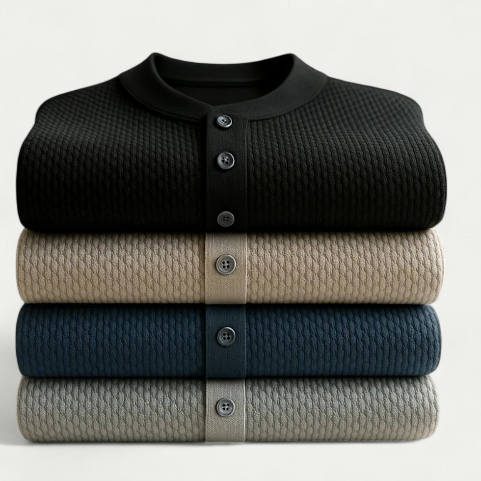 Knitted Short Sleeve Polo Shirt with Textured Weave Design