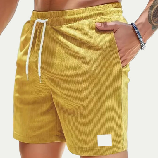 Men Corduroy Drawstring Summer Casual Jogger Shorts