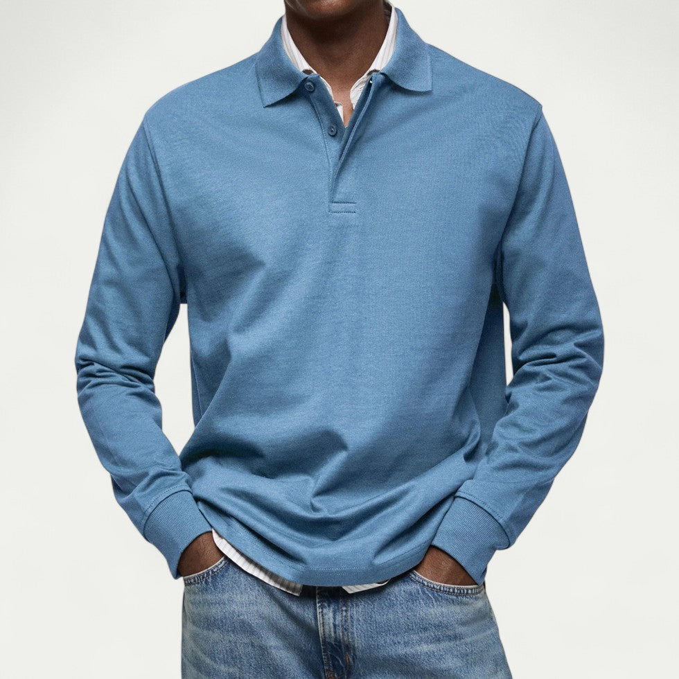 Men's Long Sleeve Polo Shirt Casual Smart Everyday Fit