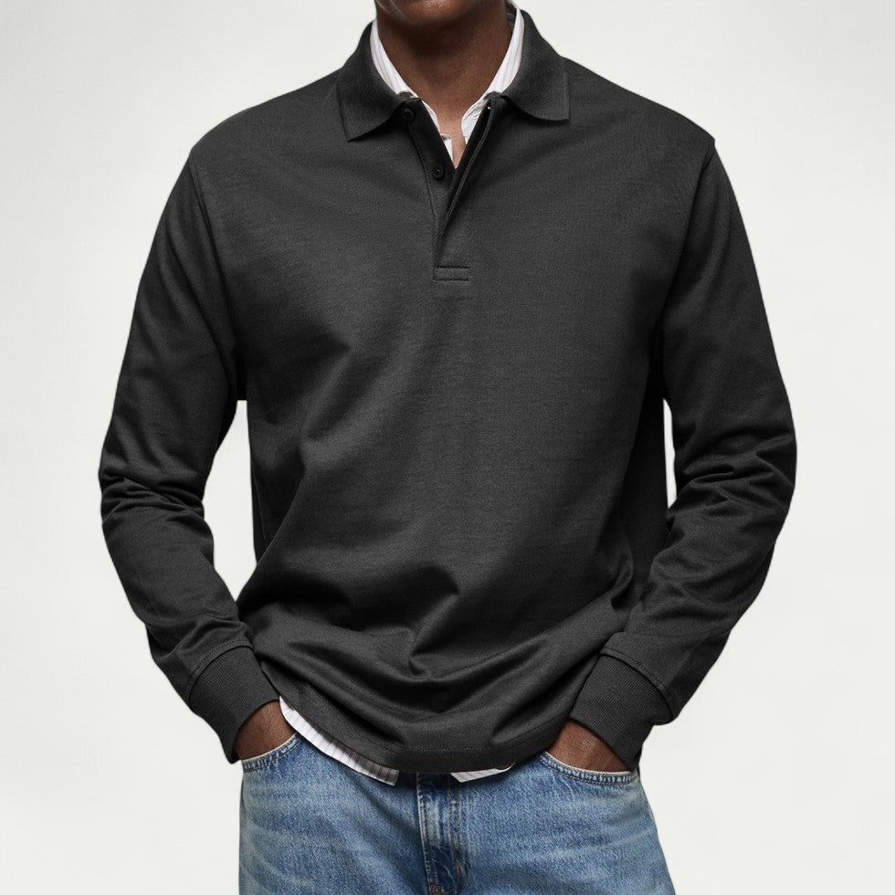 Men's Long Sleeve Polo Shirt Casual Smart Everyday Fit