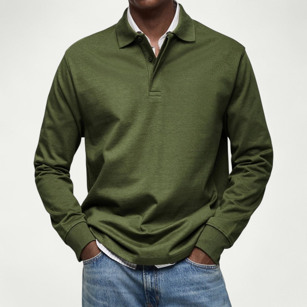 Men's Long Sleeve Polo Shirt Casual Smart Everyday Fit