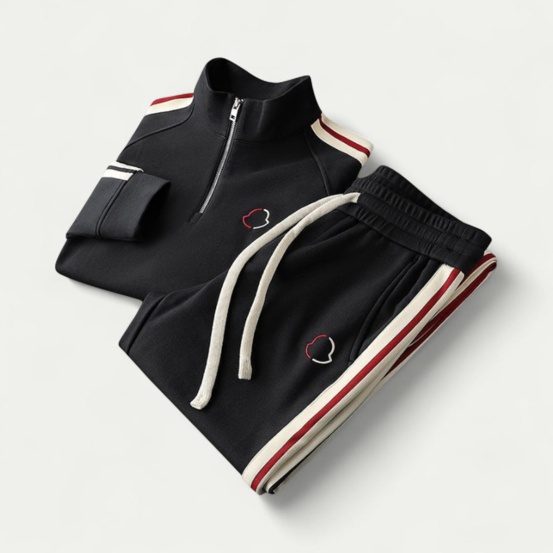 Men Cotton Casual Tracksuit Zip Up Set