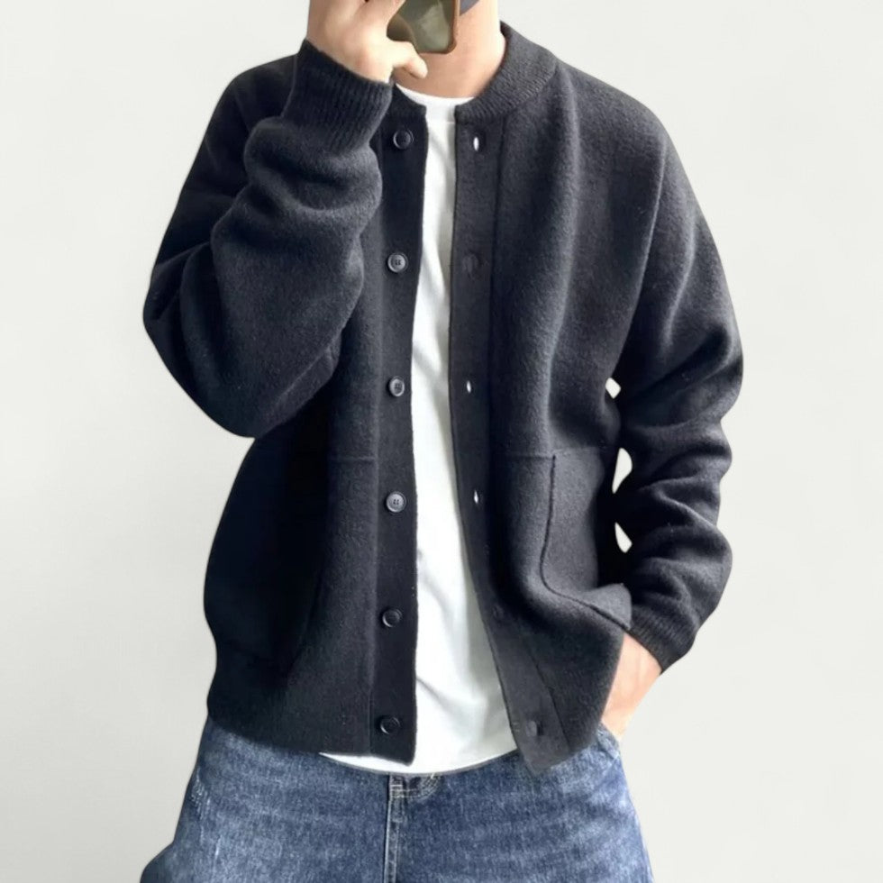 Men's Button Up Cardigan Knit Jacket Smart Casual Layer