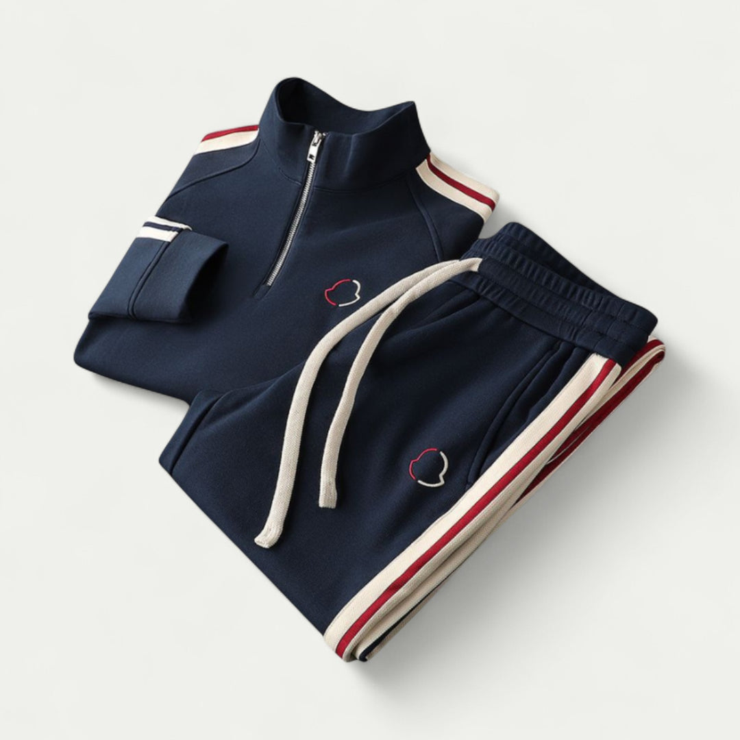 Men Cotton Casual Tracksuit Zip Up Set