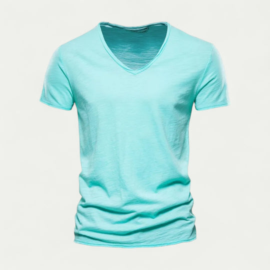 Men V Neck Cotton Short Sleeve Lightweight T Shirt