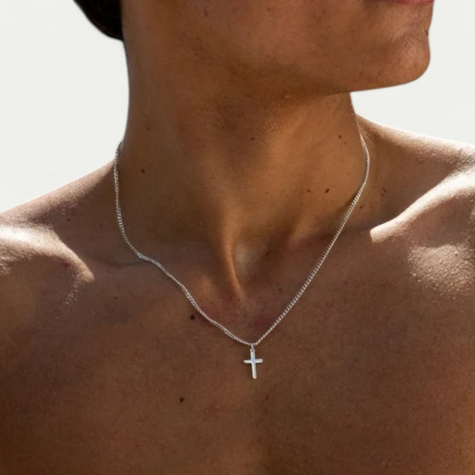 Minimalist Cross Pendant Necklace for Men Daily Wear Chain