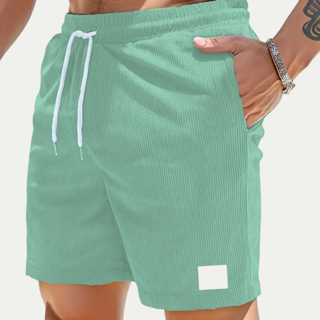 Men Corduroy Drawstring Summer Casual Jogger Shorts
