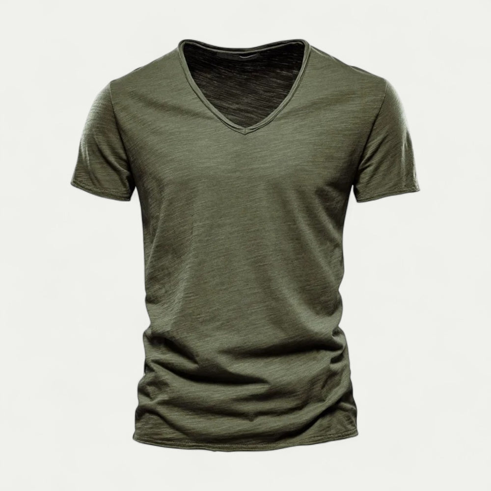 Men V Neck Cotton Short Sleeve Lightweight T Shirt