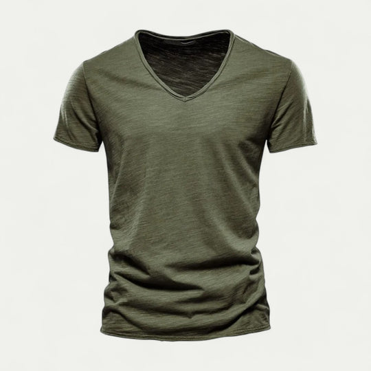 Men V Neck Cotton Short Sleeve Lightweight T Shirt