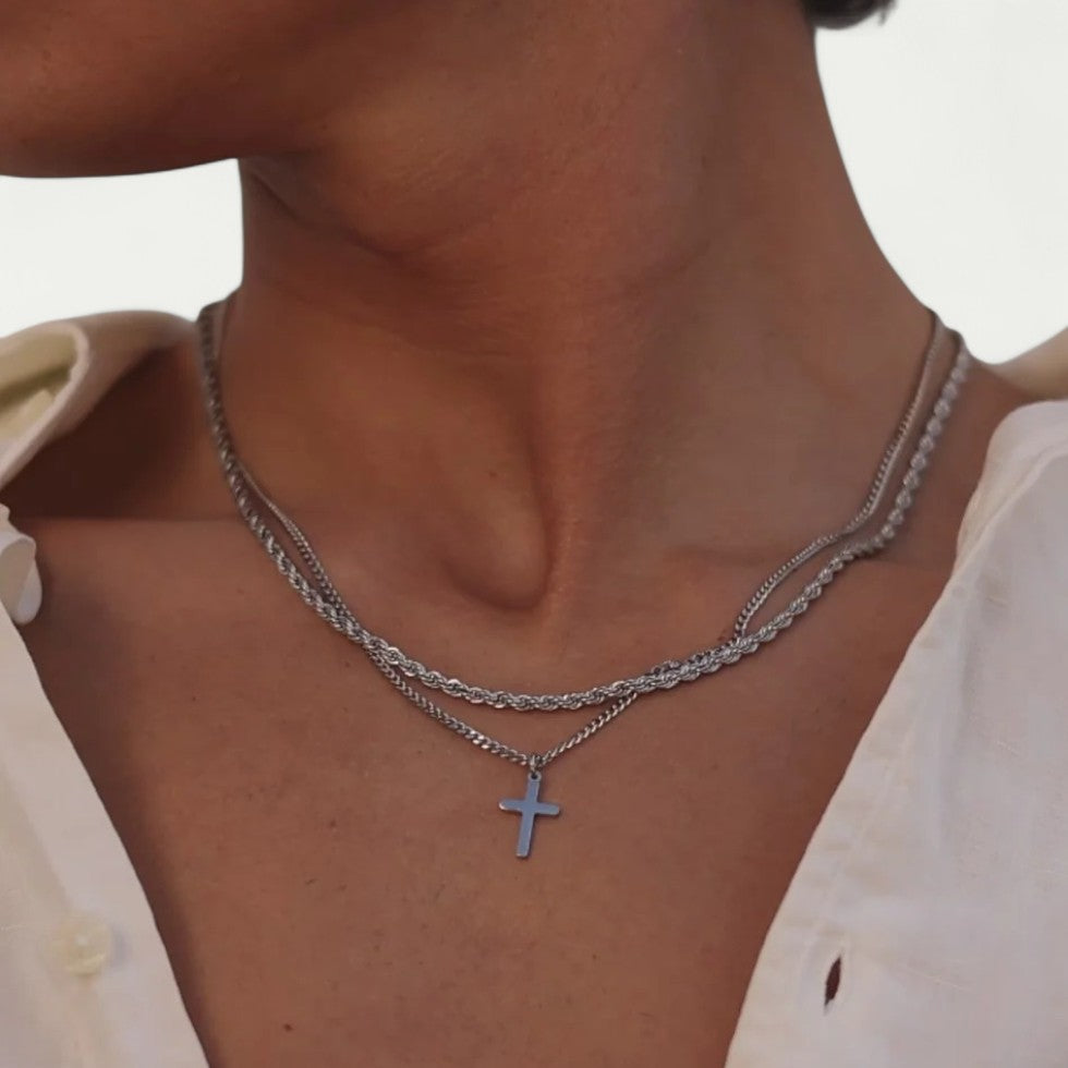 Minimalist Cross Pendant Necklace for Men Daily Wear Chain