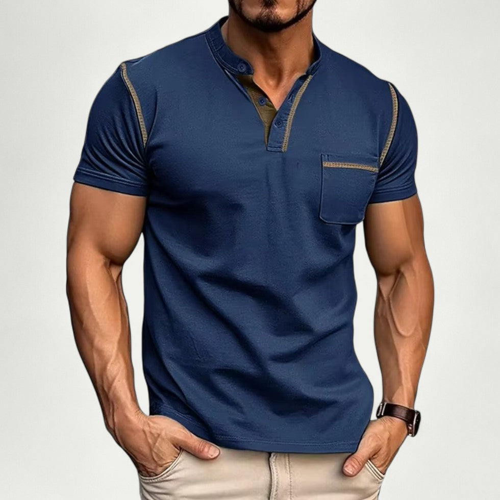 Muscle Fit Polo Shirt with Contrast Pocket Cotton Blend