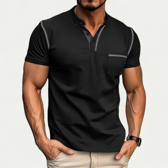 Muscle Fit Polo Shirt with Contrast Pocket Cotton Blend