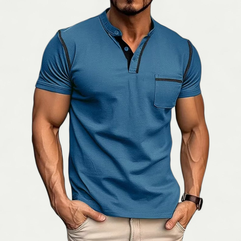 Muscle Fit Polo Shirt with Contrast Pocket Cotton Blend