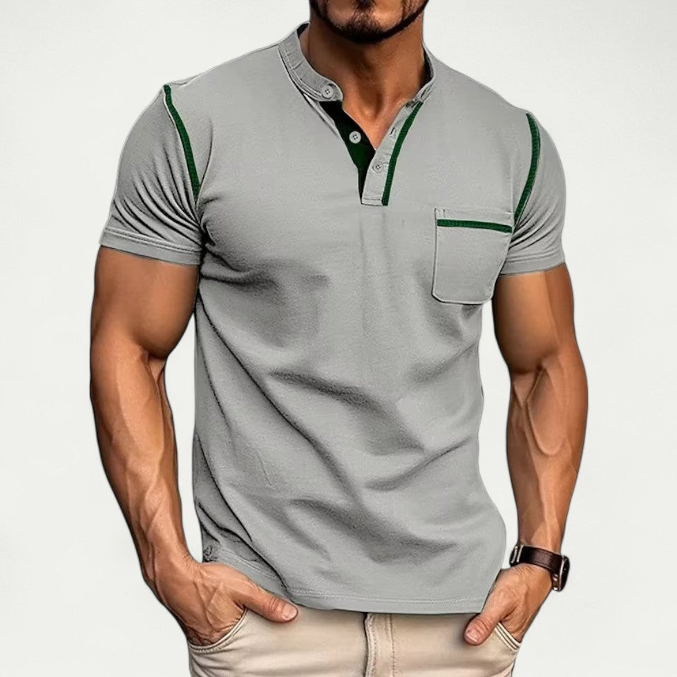 Muscle Fit Polo Shirt with Contrast Pocket Cotton Blend