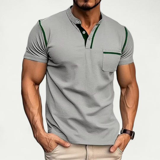 Muscle Fit Polo Shirt with Contrast Pocket Cotton Blend
