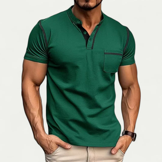 Muscle Fit Polo Shirt with Contrast Pocket Cotton Blend