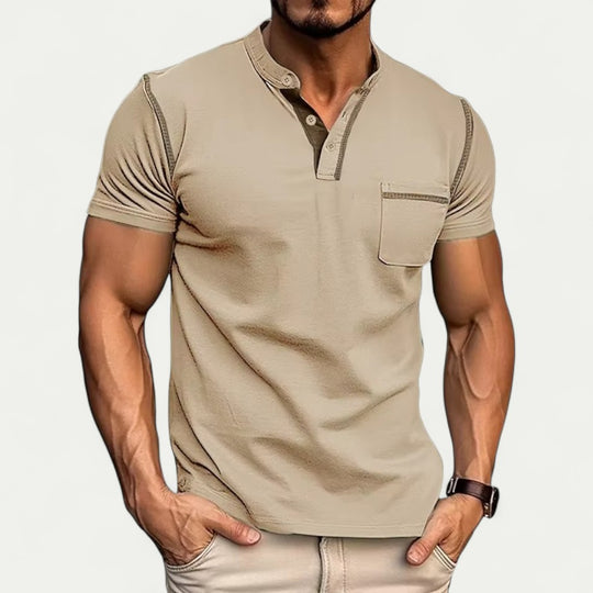 Muscle Fit Polo Shirt with Contrast Pocket Cotton Blend
