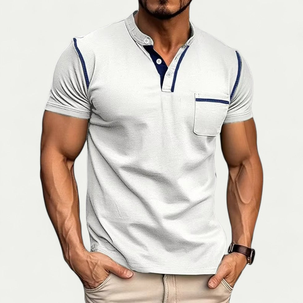 Muscle Fit Polo Shirt with Contrast Pocket Cotton Blend