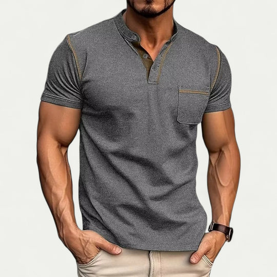 Muscle Fit Polo Shirt with Contrast Pocket Cotton Blend
