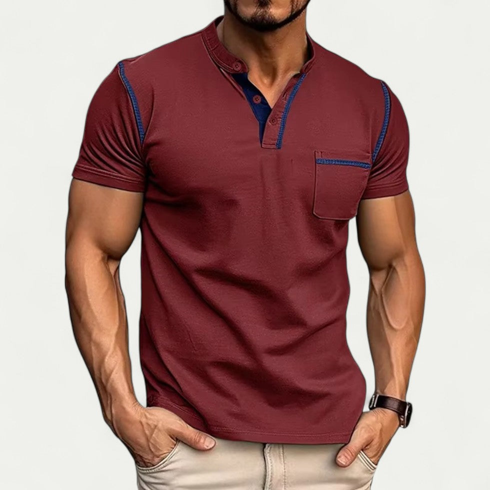 Muscle Fit Polo Shirt with Contrast Pocket Cotton Blend