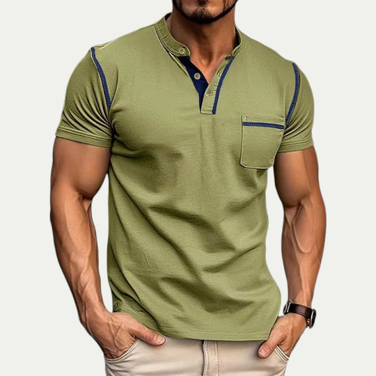 Muscle Fit Polo Shirt with Contrast Pocket Cotton Blend