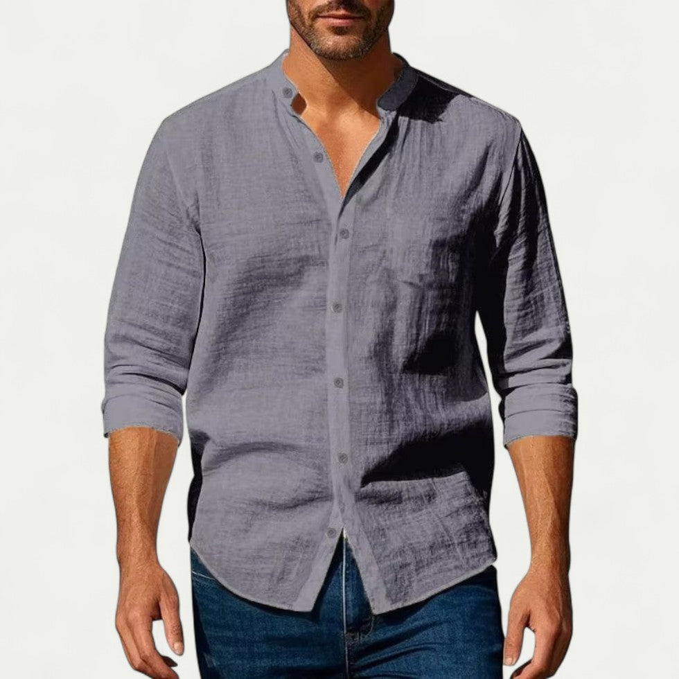Casual Linen Blend Long Sleeve Shirt for Summer Smart Looks