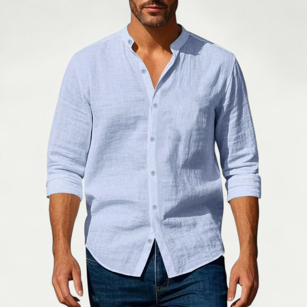 Casual Linen Blend Long Sleeve Shirt for Summer Smart Looks