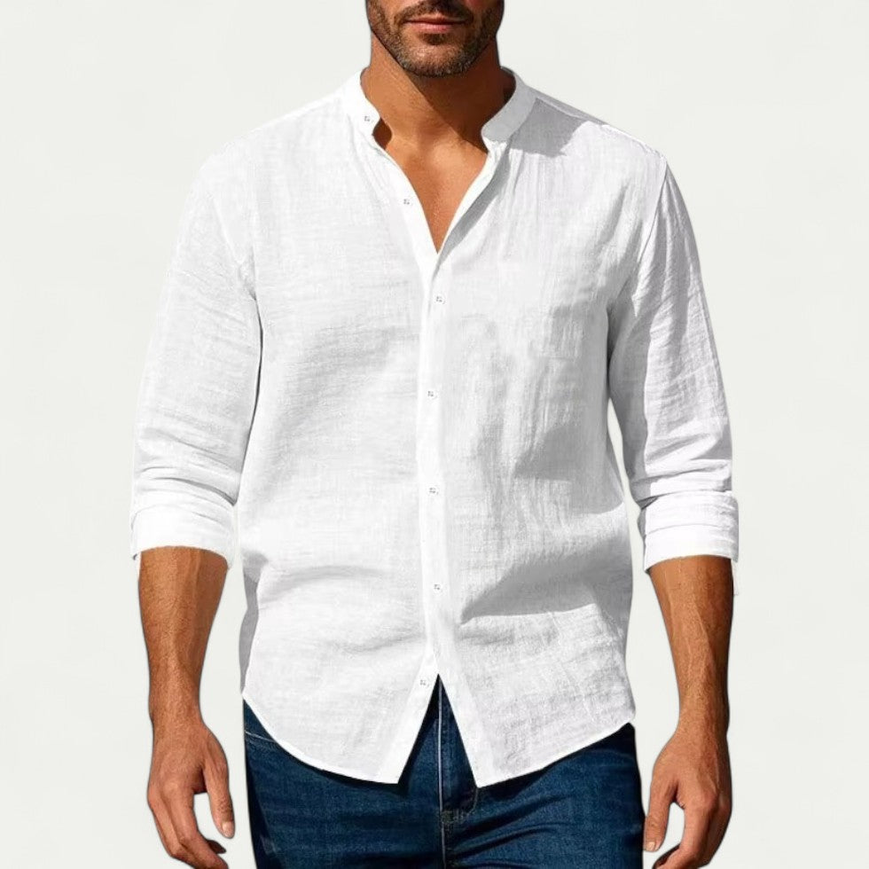 Casual Linen Blend Long Sleeve Shirt for Summer Smart Looks