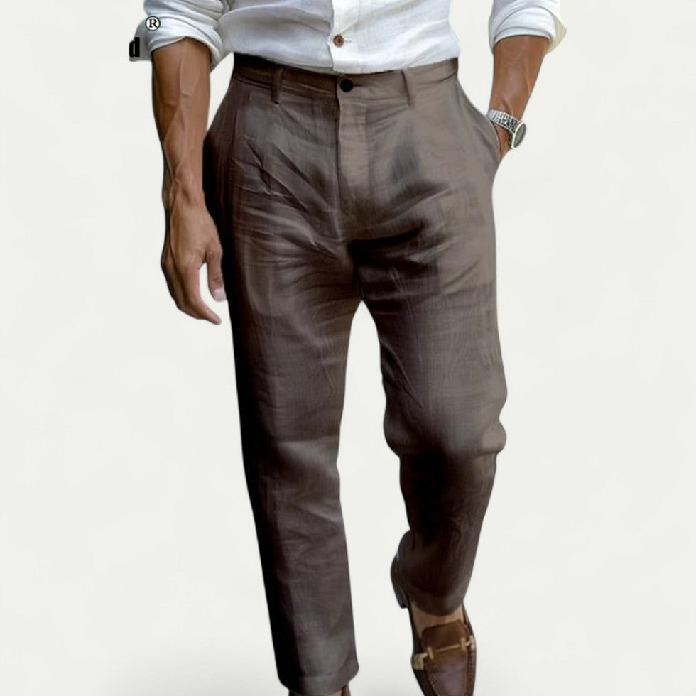 Smart Linen Blend Trousers for Summer Casual and Holiday Wear