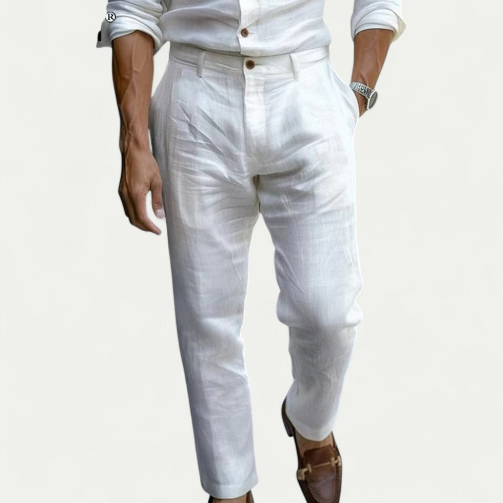 Smart Linen Blend Trousers for Summer Casual and Holiday Wear