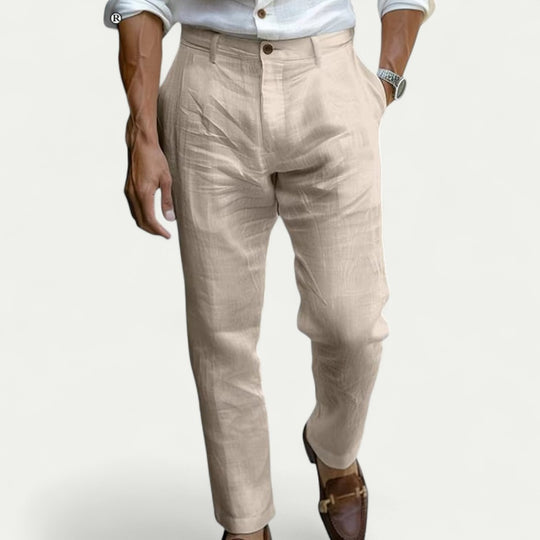 Smart Linen Blend Trousers for Summer Casual and Holiday Wear