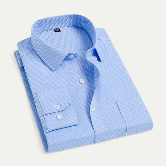 Men's Slim Fit Long Sleeve Formal Cotton Blend Shirt