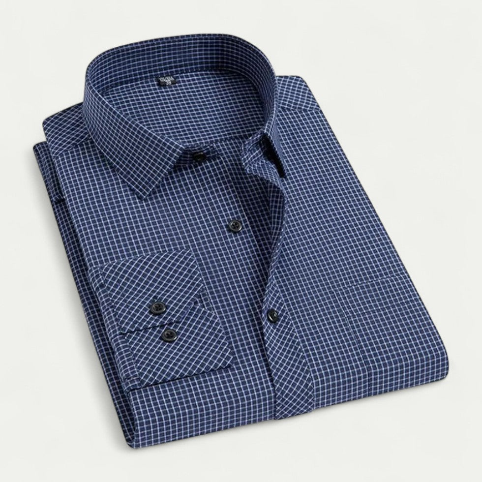 Men's Slim Fit Long Sleeve Formal Cotton Blend Shirt