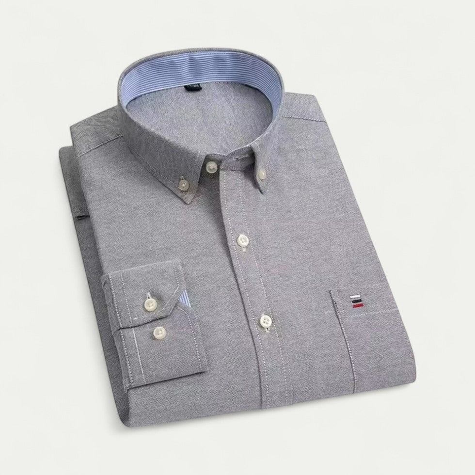 Smart Oxford Cotton Blend Long Sleeve Shirt for Men