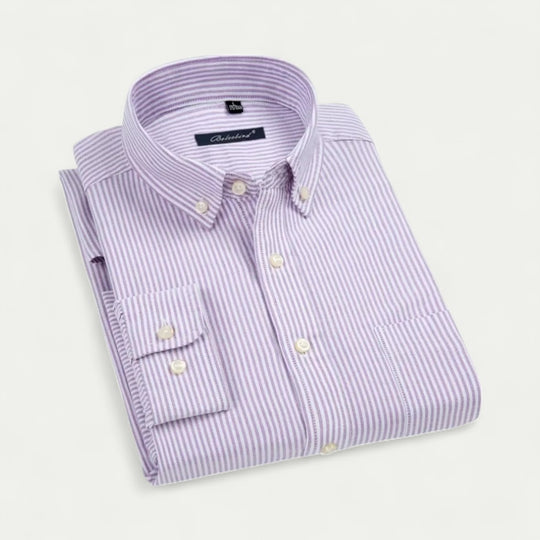 Striped Cotton Long Sleeve Shirt for Business and Casual Wear