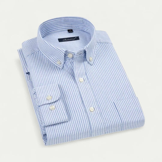 Striped Cotton Long Sleeve Shirt for Business and Casual Wear