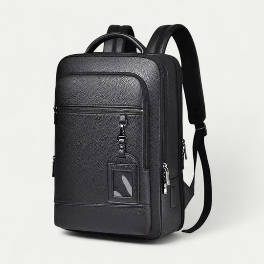Executive PU Leather Laptop Backpack with USB Charging Port