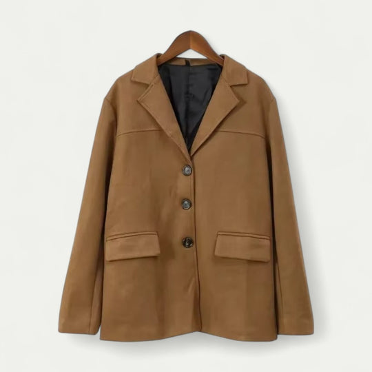 Classic Suede Button Front Jacket for Women