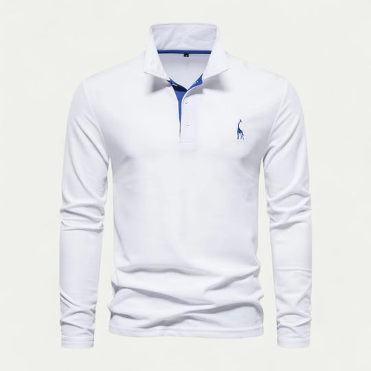 Men Long Sleeve Cotton Blend Polo Shirt