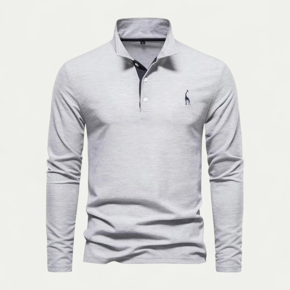 Men Long Sleeve Cotton Blend Polo Shirt