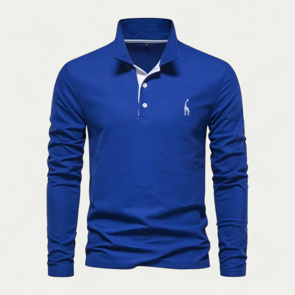 Men Long Sleeve Cotton Blend Polo Shirt