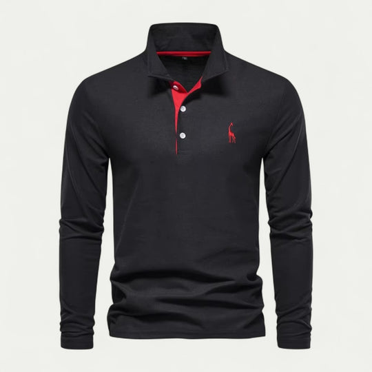 Men Long Sleeve Cotton Blend Polo Shirt