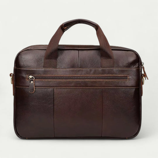 Men Leather Laptop Briefcase with Shoulder Strap