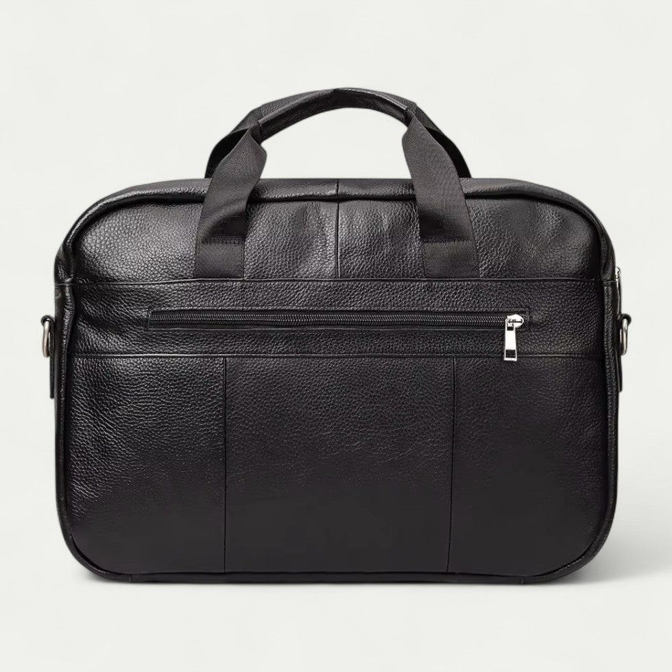 Men Leather Laptop Briefcase with Shoulder Strap