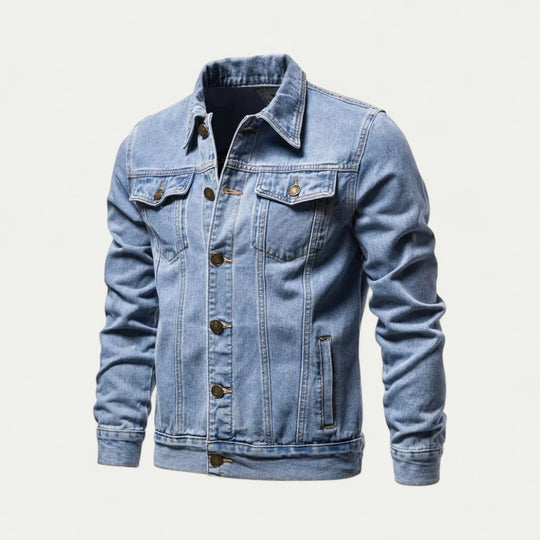 Cotton Blend Denim Jacket with Button Fastening for Everyday Style