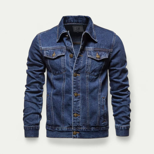 Cotton Blend Denim Jacket with Button Fastening for Everyday Style