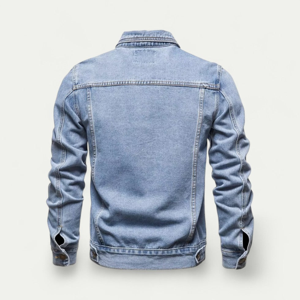Cotton Blend Denim Jacket with Button Fastening for Everyday Style